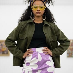 1950s US Army OG-108 Wool Field Shirt Shacket Olive Green Military Issue Size M